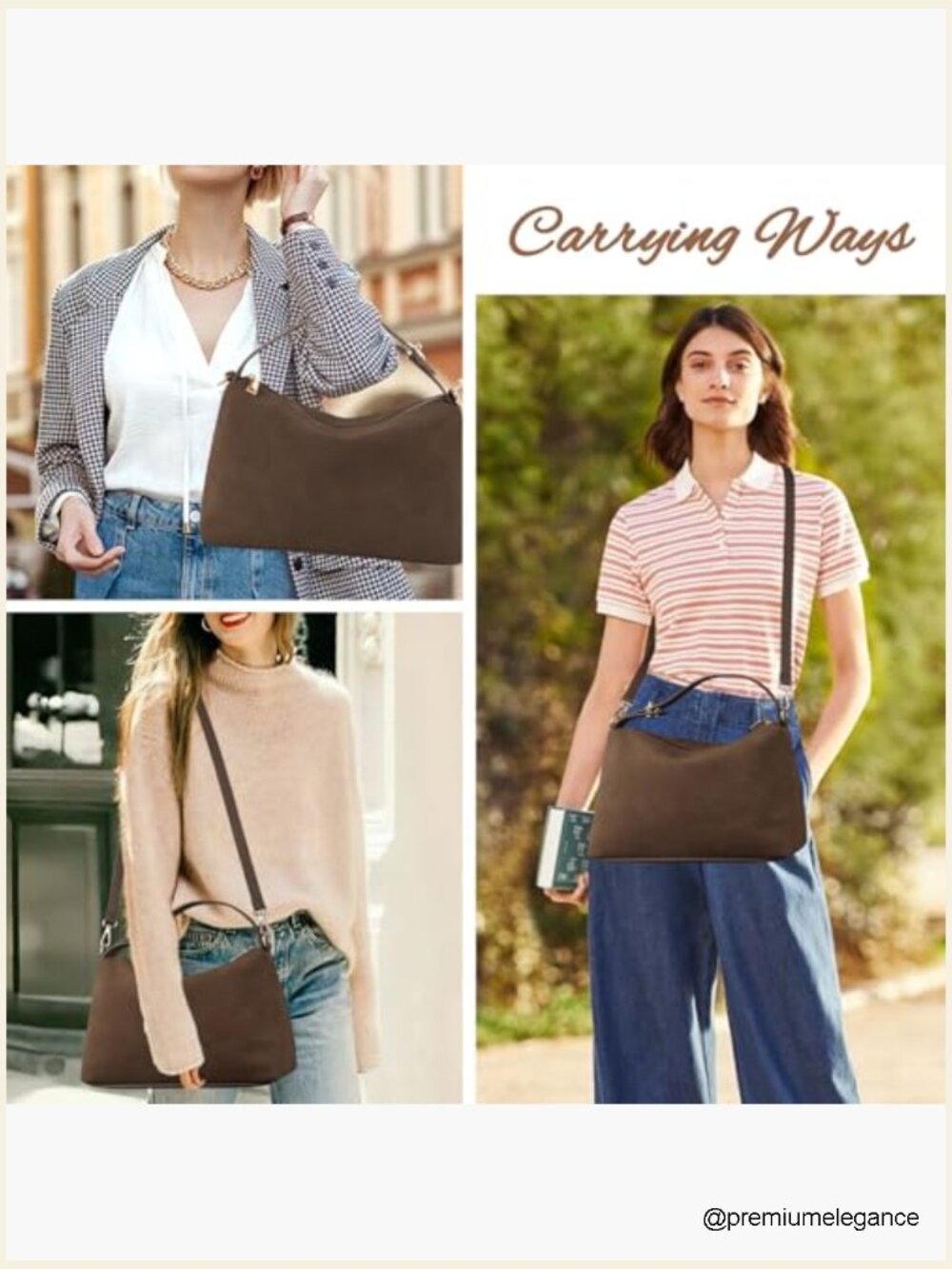 Suede Hobo Tote Crossbody Bag with Adjustable Strap - Picture 6 of 7